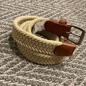 J.Crew Braided Cotton w/ Leather Tabs Tan Light-Belt Size S/M Made In USA